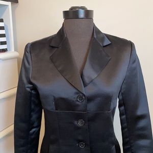 Vintage Jenni Max Black Satin Long Tuxedo Blazer